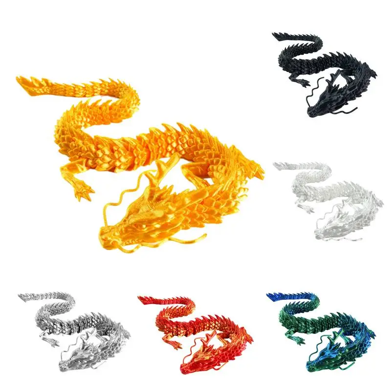 

Фигурка китайского дракона с 3D принтом, поделки Shenlong, украшения, подвижная модель дракона, украшение для дома и офиса, новогодние подарки