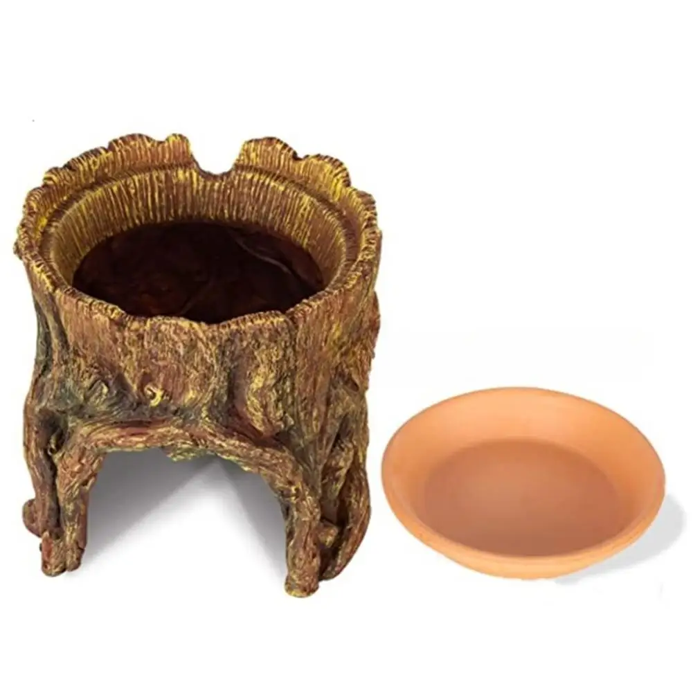 Resin Reptile Hide Cave Moisture Keeping Reptile Cave Basin Humidifying Garden Stump Decoration For Amphibians