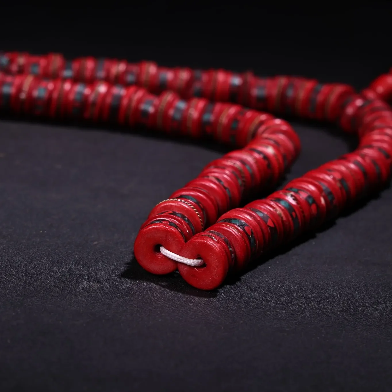 12"Tibetan Temple Collection Old Gabala Carving Red 108 Buddha Beads Necklace Pendant Amulet Dharma Worship Hall Town house 6