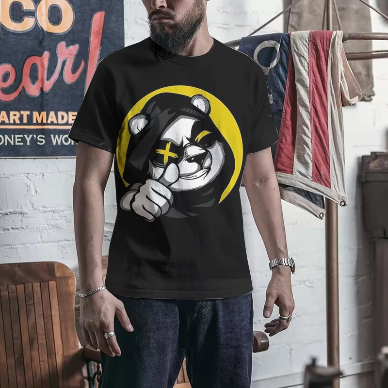 

Fashion hip-hop T-shirt Harajuku Street 3D Black And White Print Pattern men's Summer Casual Sportswear Short Sleeved T-shirt