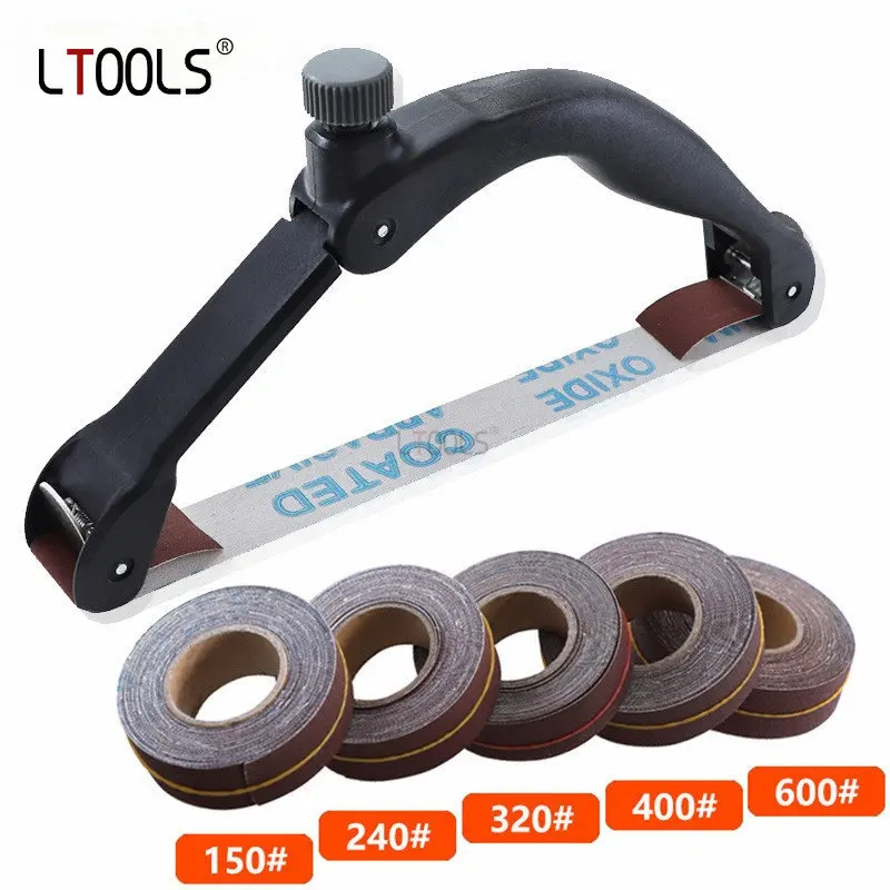 

Woodworking Handheld Bow Shaped Sandpaper Holder and Sandbelt Roll Set Manual Polishing Tools for Wooden and Metal Polishing DIY