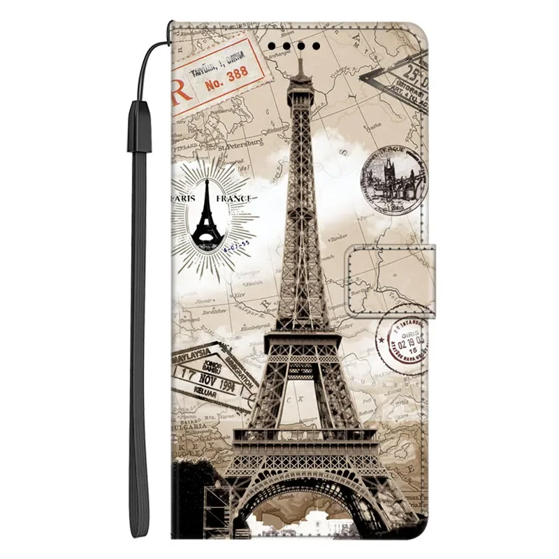 Luxury Leather Flip Case Wallet with Stand and Artistic Design
