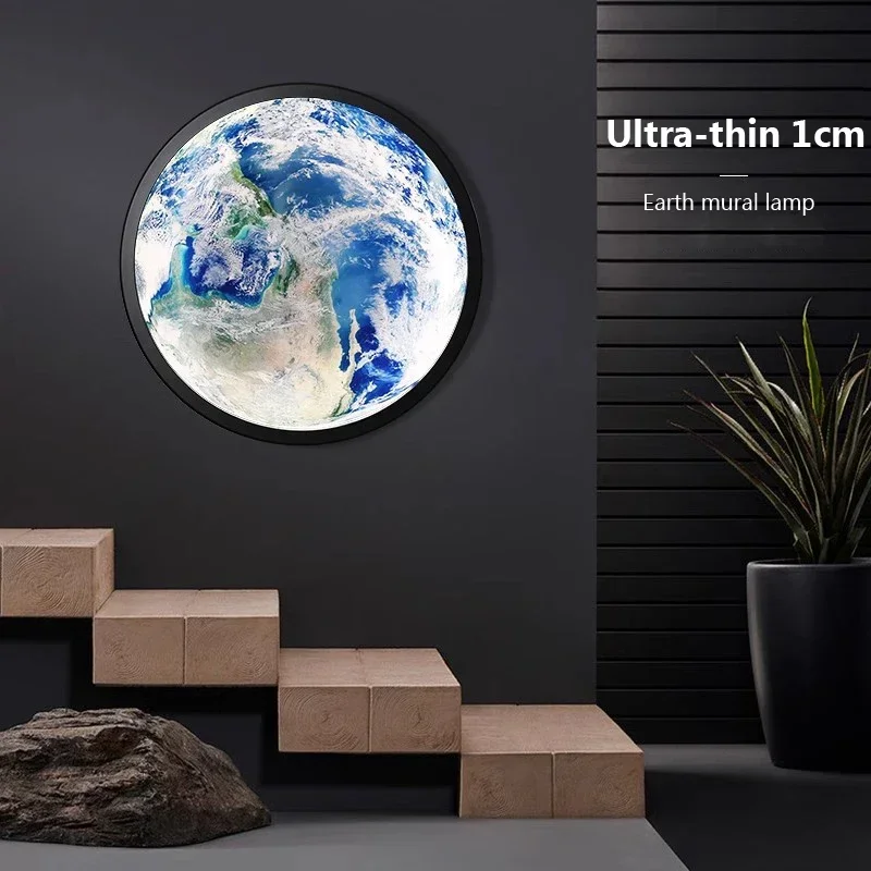 

Modern New LED Earth Led Wall Lamp Background Bedroom Nordic Creative Corridor Round Wall Light Stair Bedroom Lamp