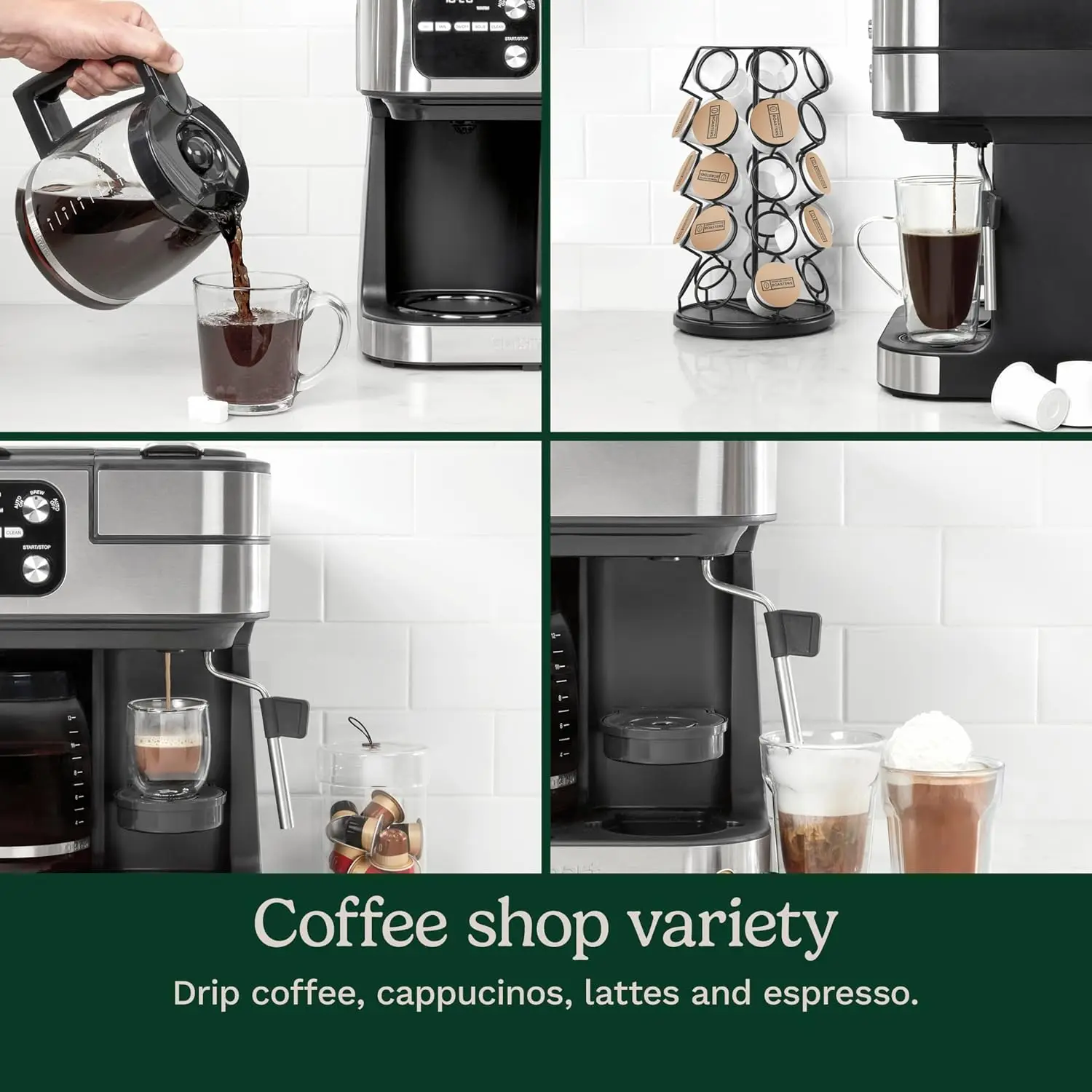 Coffeemaker, Coffee Center Barista Bar 4-In-1 Coffee Machine, Single-Serve Coffee, Espresso & Nespresso Capsule Compatible, 12-C
