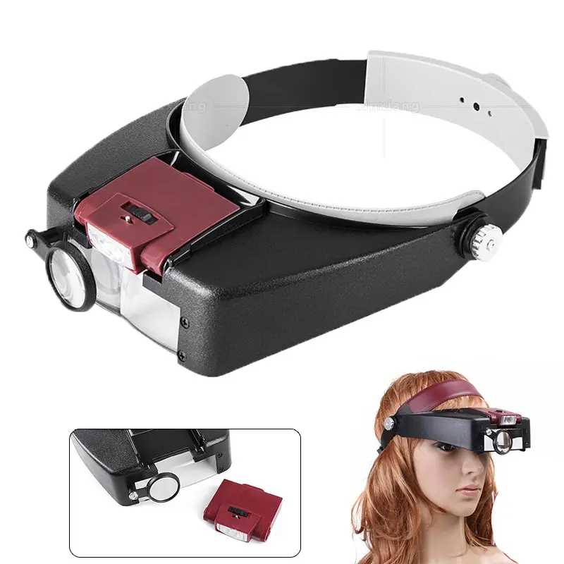 Sur lunettes loupe avec 4 lentilles de grossissements différents (1.7x, 2x, 2.5x et 3x