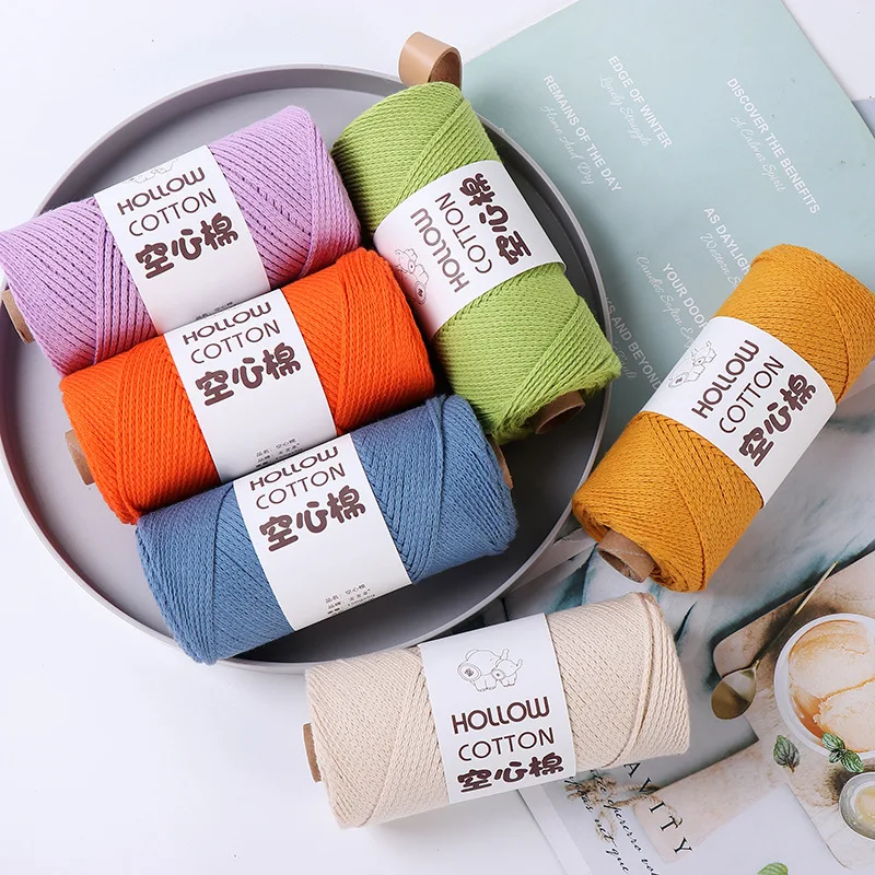 Round Strand Hollow Cotton 2mm Medium Thick Thread Cotton Hemp Handmade 150g Hand Woven DIY Crochet Hat Beach Bag Material 2