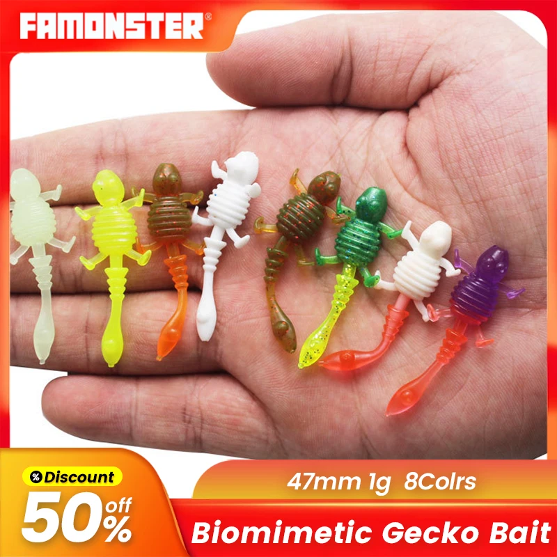 

FAMONSTER приманка для рыбной ловли, биометрическая Маленькая Мягкая приманка gecko, люминесцентная силиконовая приманка Gecco, воблеры, товары для пресноводной рыбалки