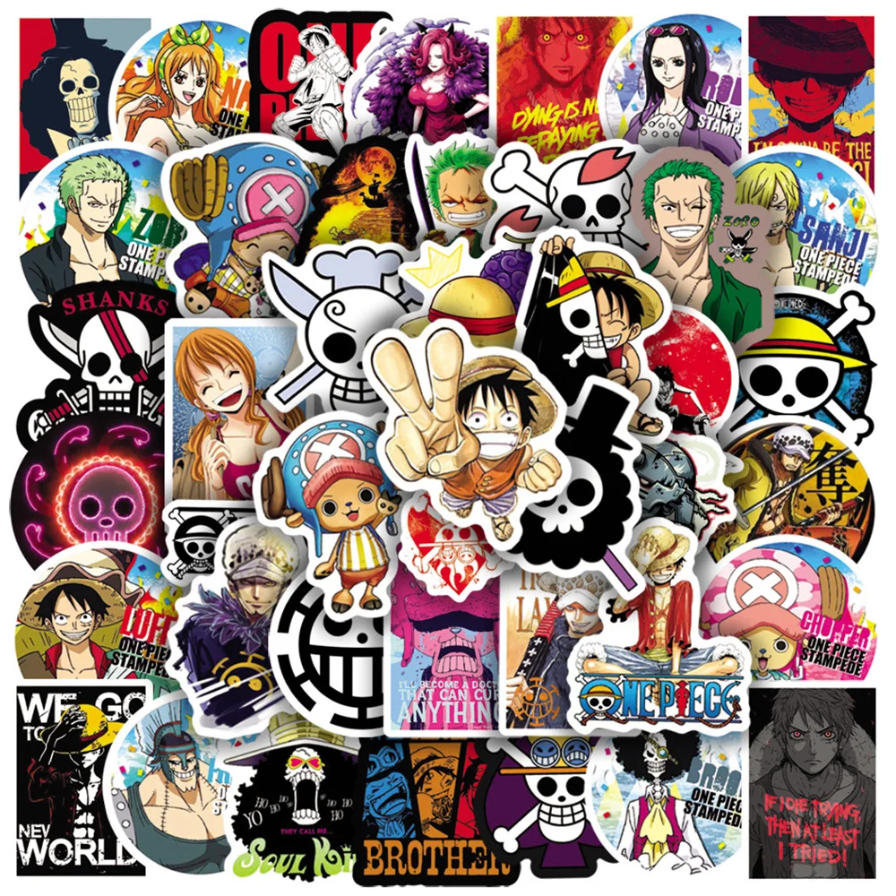 10/30/50PCS Anime ONE PIECE Stickers for Kids DIY Luggage Laptop Phone Waterproof Cool Cartoon Nami Luffy Decals Sticker Gifts