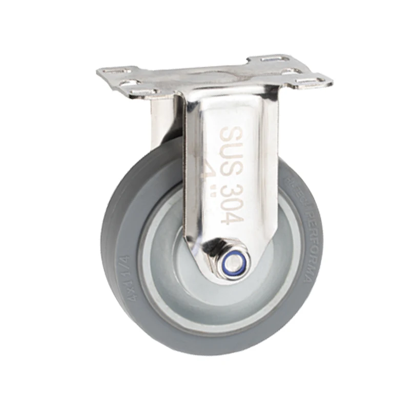 4 inch Middle duty 4pcs/set Stainless Steel 304 Casters Wheels for Trolley Cart ,Thermo-plasticrubber wheel with bearings