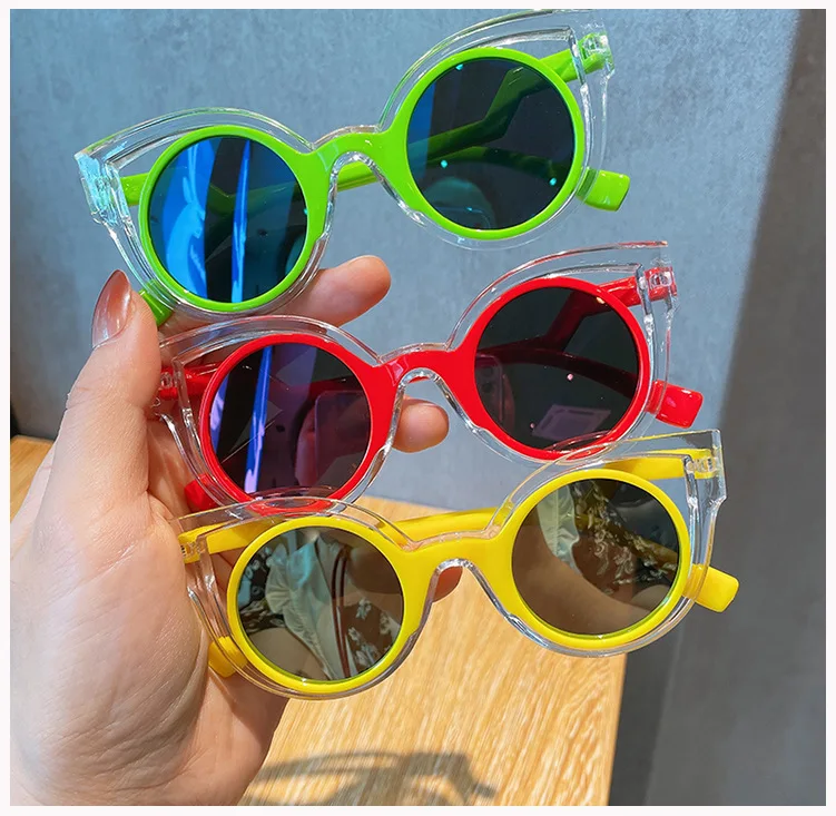 New Children Colors Fashion Round Cool Sunglasses Boys Girls Vintage Sunglasses Sunscreen UV Protection Classic Kids_voghion.com