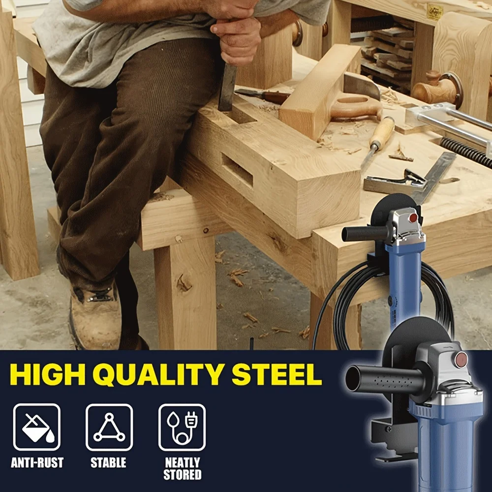 Tool Storage Rack Angle Grinder Holder Metal with Cord Hanger Wall Mount Bracket for Angle Grinder Cutters Polishers Rack