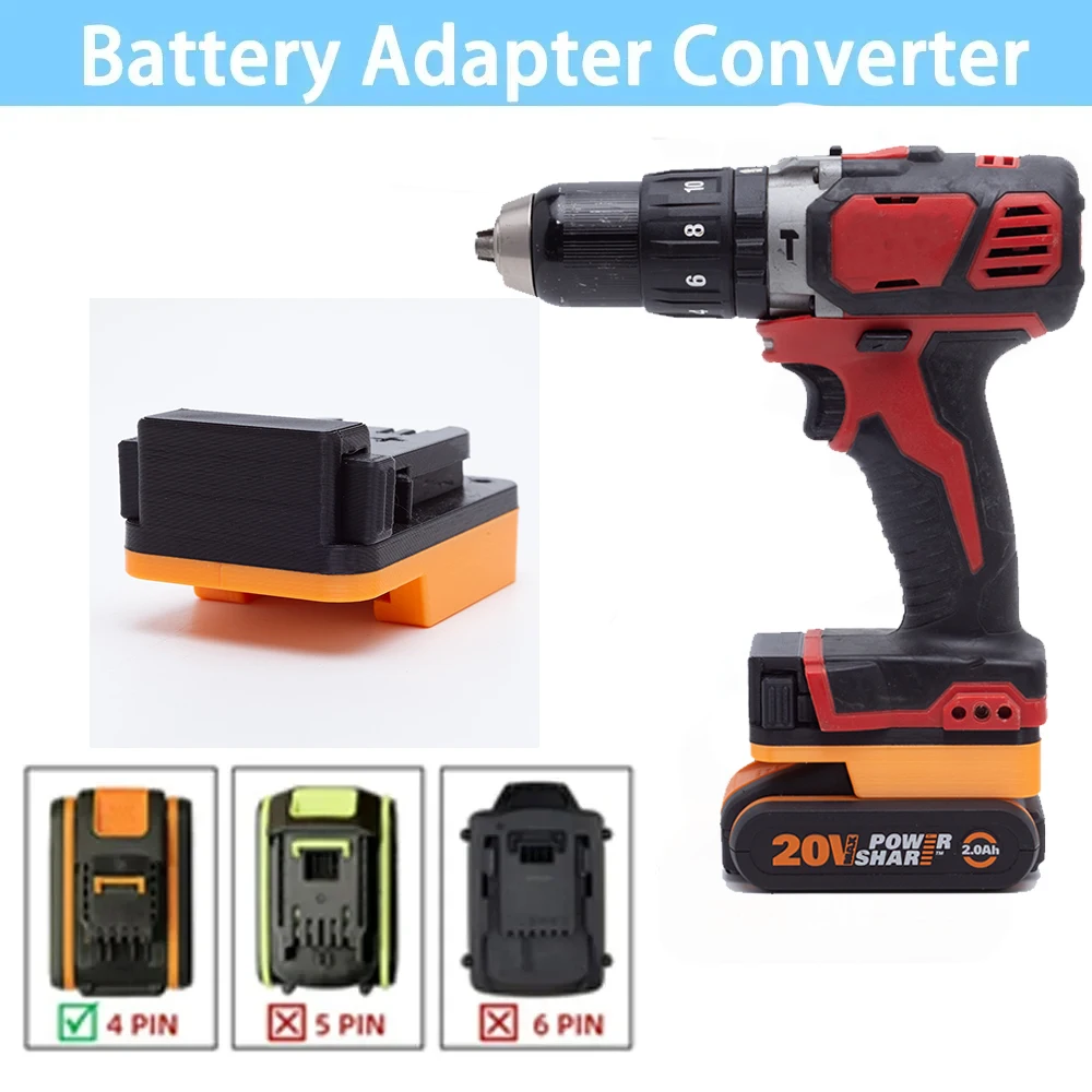 Battery Converter Adapter for Worx 4PIN 18V Lithium Battery to for Milwaukee 18v Power Tool Accessories(Only Adapter） battery convert adapter for worx 4pin 20v lithium to for parkside x20v power tools accessories not include tools and battery