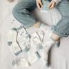 6 Pairs of Women's Spring and Autumn Cartoon Cute Teddy Bear Letters Slogan Fashion Versatile College Style Mid Tube Socks 5