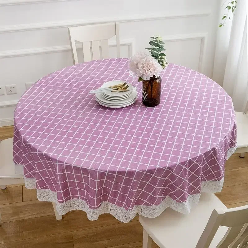 

2024 Waterproof round deluxe dining table cloth yellow