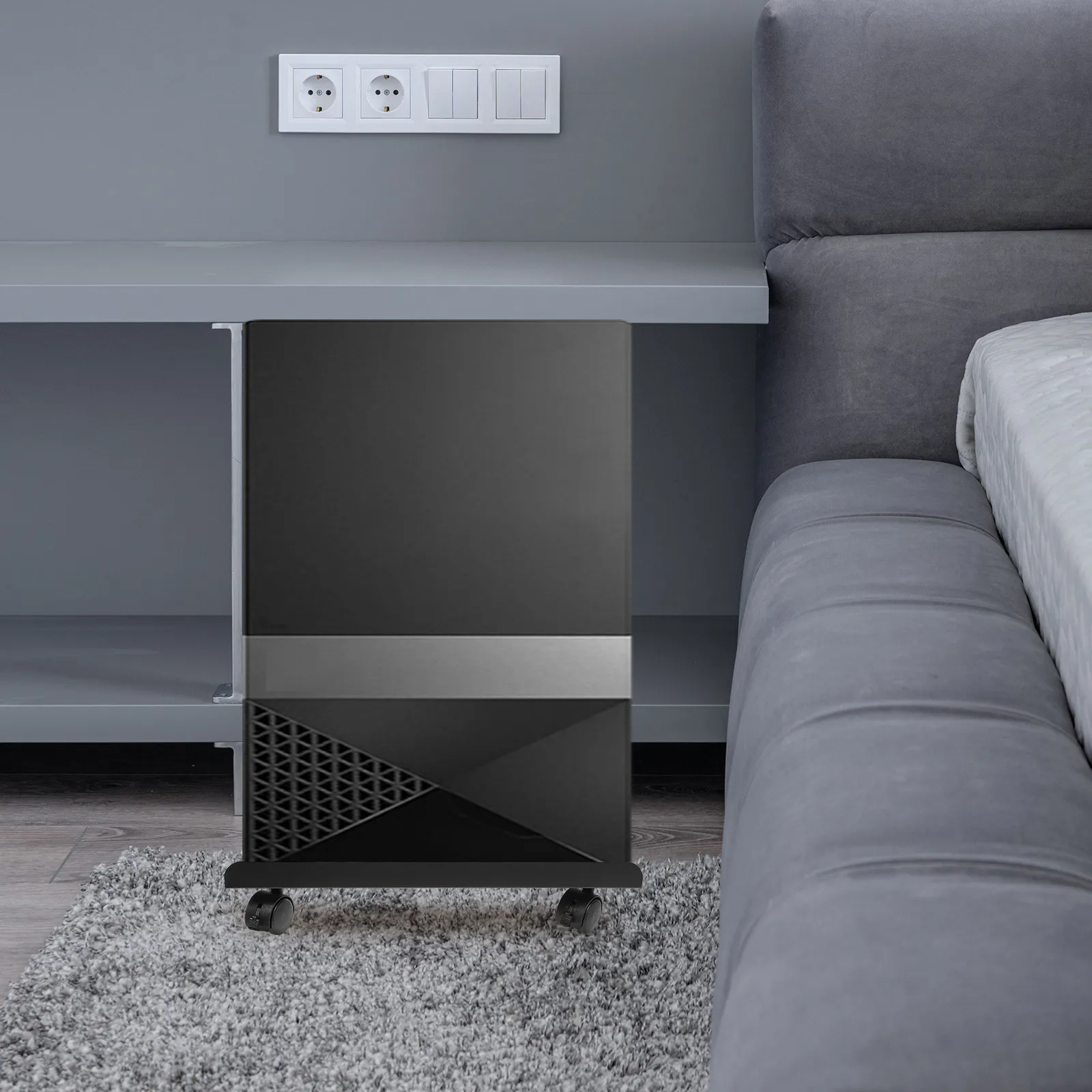 컴퓨터 타워 스탠드 CPU 스탠드 블랙 스테인리스 스틸 롤링 타워 홀더 책상 아래에 놓을 수 있는 안정적인 고하중 지지대