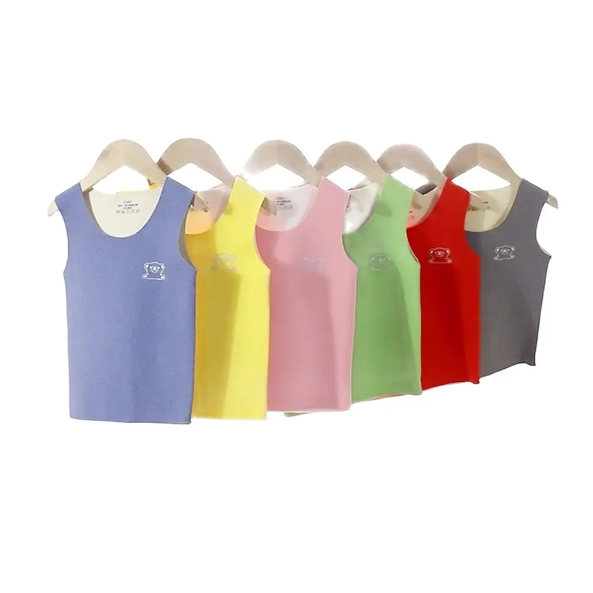 Children's Pajamas Warm Solid Color Shoulder Undershirt Fall and Winter Kids Cotton Padded Underwear 2 To 18 years