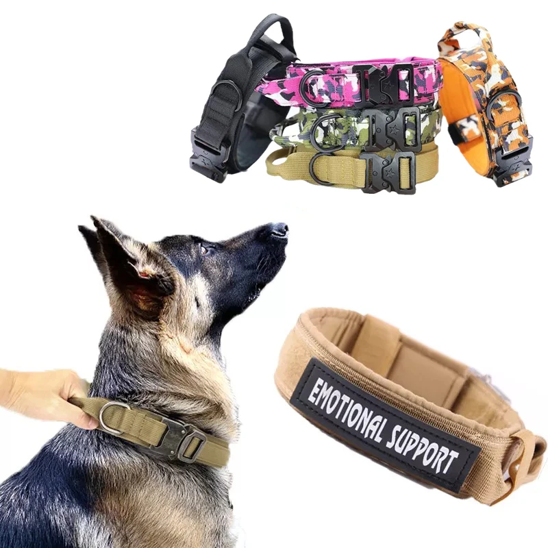 Taktische Halsband-Leine für Trainingspolizei, robustes Haustierzubehör für mittelgroße und große Hunde, belgische Malinois-Rottweller-Halsbänder