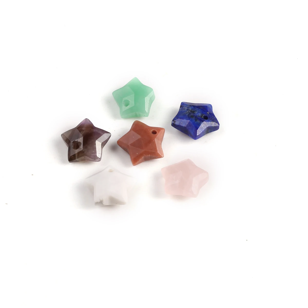 

6pcs/Set Natural Stone Pendant Pentagram Pendulum Gemstone Charms for Jewelry Making Diy Necklace for Women Earring Accessories