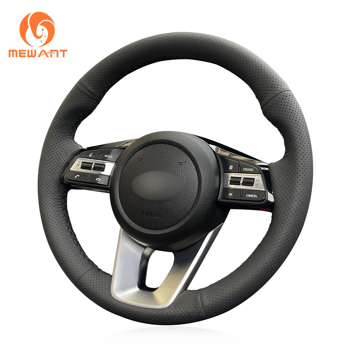 

MEWANT Black Genuine Leather Steering Wheel Cover for Kia 3 Xceed K5 Optima Proceed Sportage 4 Ceed Cee'd Cerato Seltos 2022