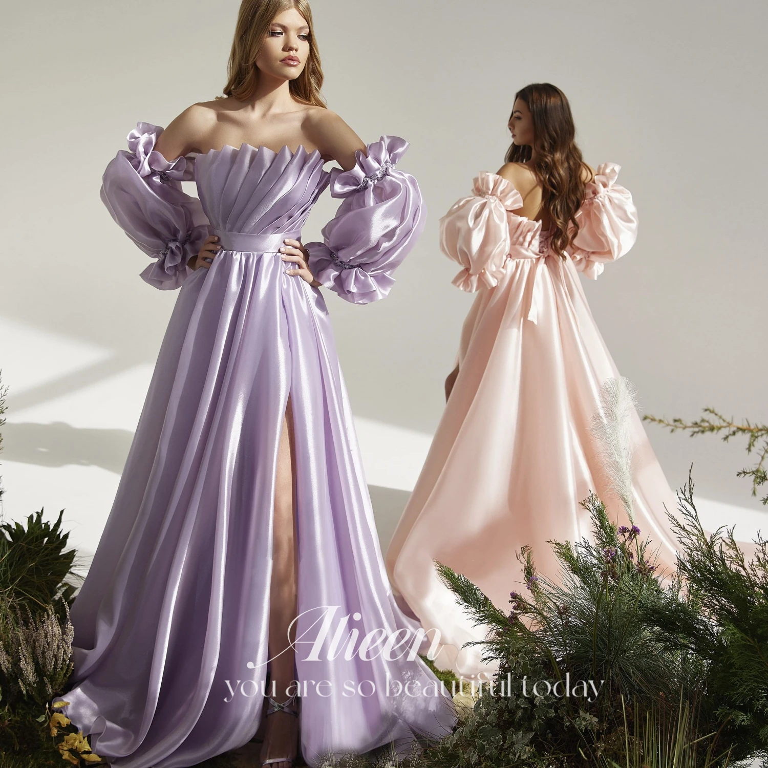 

Aileen Lantern Sleeve Luxurious Women's Evening Dresses for Prom Satin Cocktail of Dresses for Special Events Bridesmaid Formal