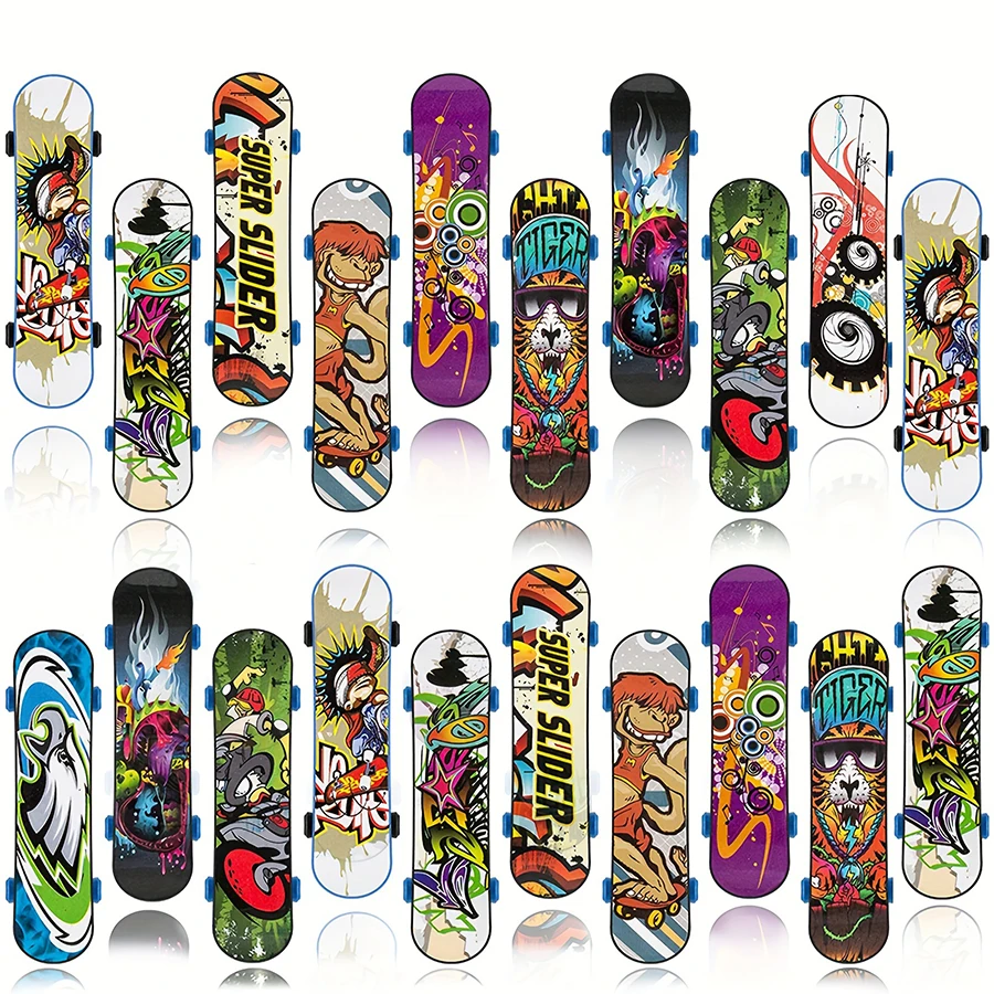 10 stücke Kunststoff Finger Skateboard Stil Zufällig Kreative Desktop Skateboard Sport Spielzeug Party Favor Supplies Lustige Spielzeug Geschenke