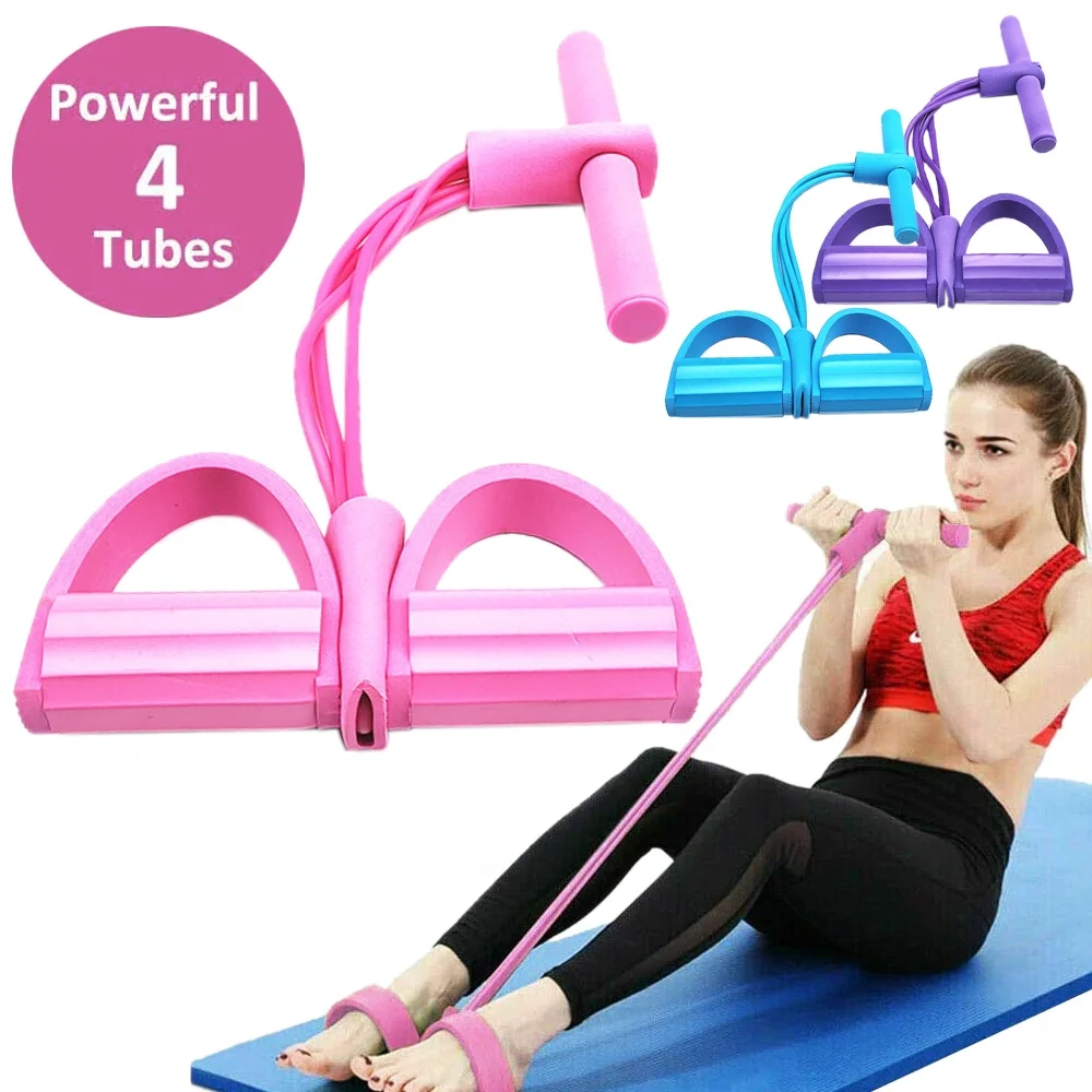4 benzi elastice de tragere pentru exerciții, vâslit, burtă, bandă de rezistență, sală de sport, antrenament, echipamente de fitness_voghion.com