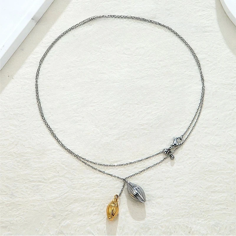 Samentextur-Anhänger, Titanstahl, weibliche Persönlichkeit, High-End-Mode-Halsketten, edler Schmuck, Geburtstagsgeschenk
