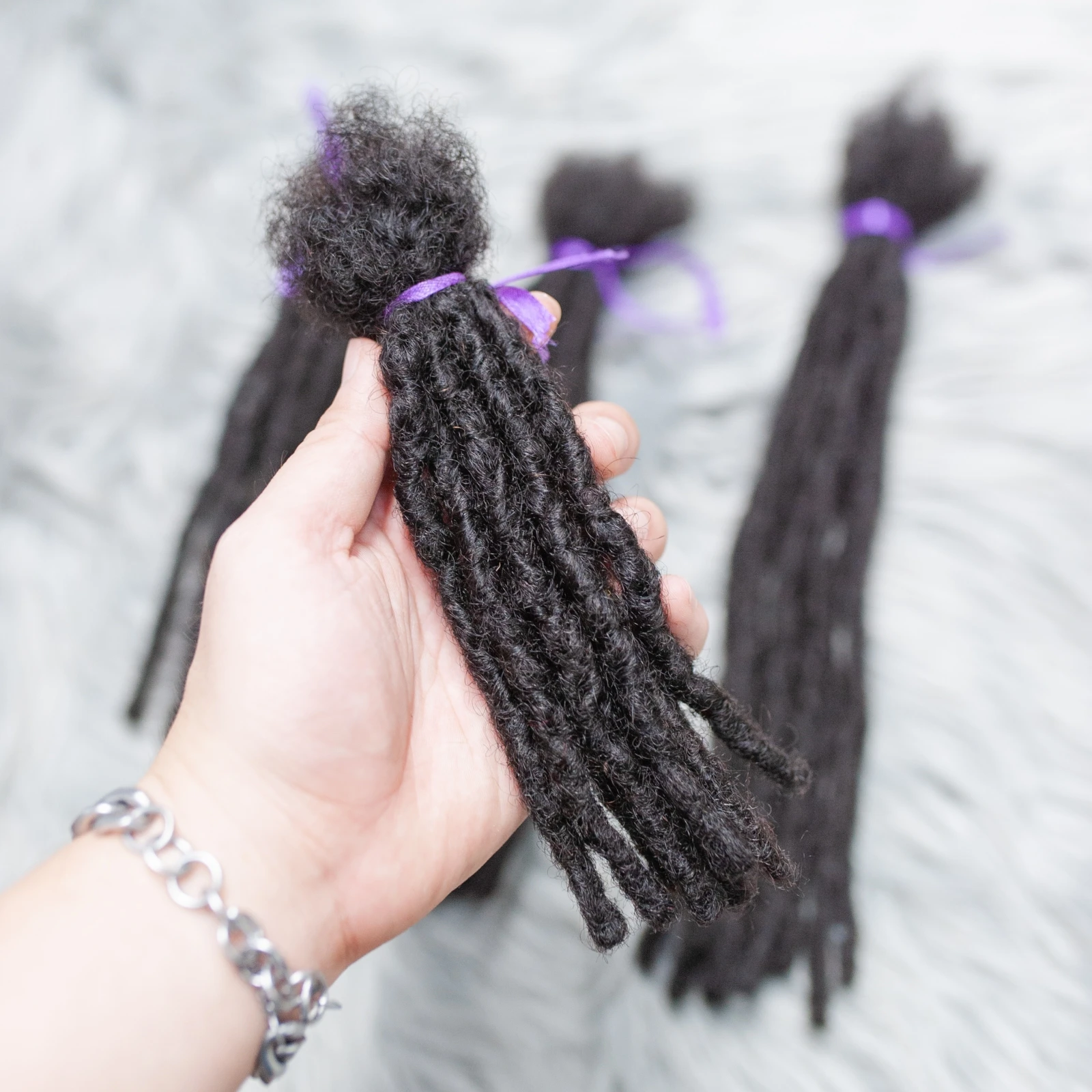 1B# Inter Locs 100% Boho Braids Human Hair Dreadlock Extensions Raw Brazilian Hair Full Handmade Real Loc Extensions 6-20 Inches 4