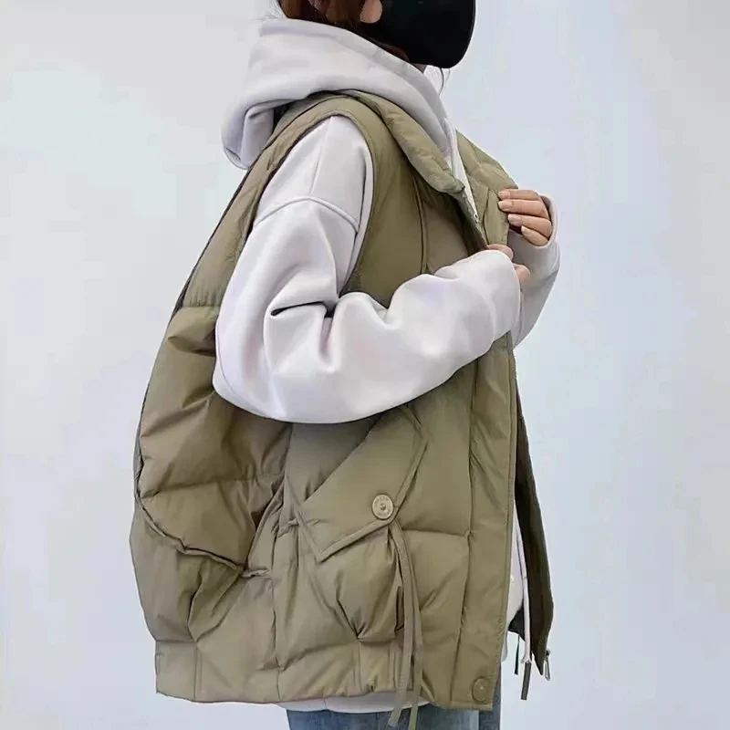 

2024 New Slim Down Cotton Vest, Women ,Autumn Winter Short Jackets Coats ,Casual Large Size Wasitcoats ,Girls Parka Tank Top
