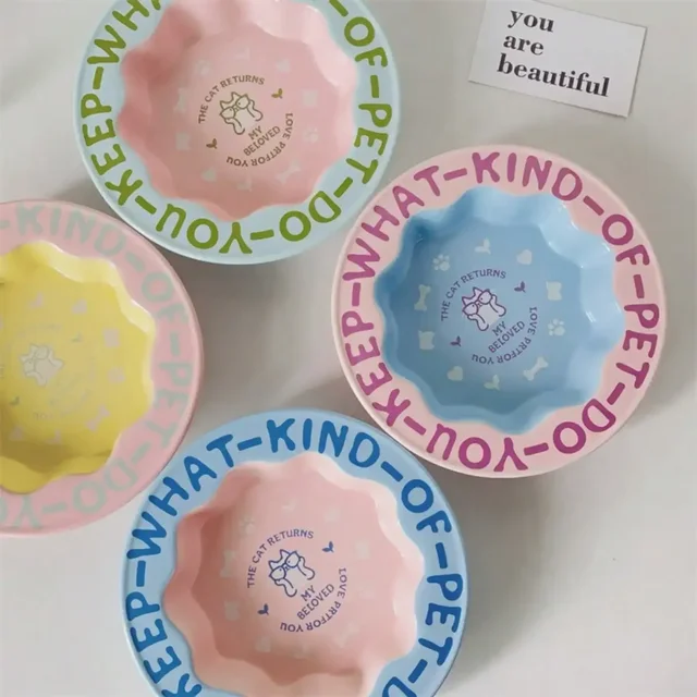 1pc 270ml Ceramic Lace Cat Bowl For Cat Food And Water, Anti-Overflow Design For Pet Supplies 1pc 270ml Ceramic Lace Cat Bowl For Cat Food And Water, Anti-Overflow Design For Pet Supplies