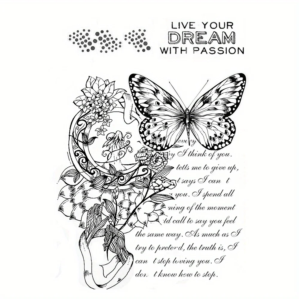 INFUNLY 4PCS Vintage Insect Clear Stamps - Dragonfly Butterfly Rubber Stamps For Card Making