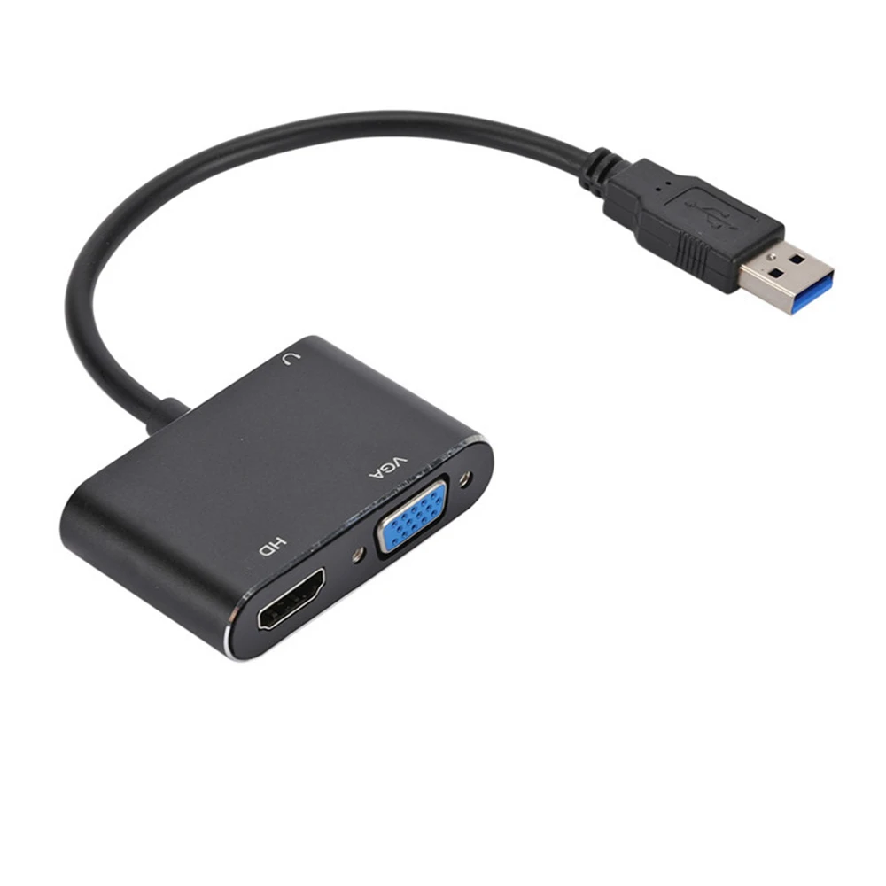 1080P HD USB3.0 to VGA HDMI-Compatible Audio Adapter For Computer Laptop to Monitor/TV Dual Screen Display