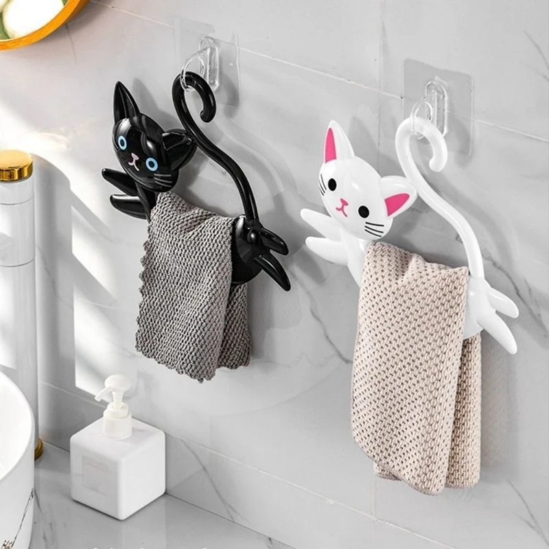The Newwall-Mounted Cat-Shaped Towel Bar, Punch-Free Cute Towel Rack, Cartoon Rack Behind The Door