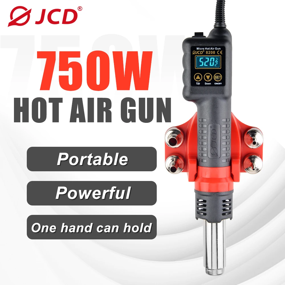 jcd 8208 new micro hot air gun 750w soldering welding rework station lcd digital display all in one heat gun bga ic solder tools JCD 8208 Hot Air Gun 750W Micro Rework Soldering Station Hair Dryer Soldering Heat Gun for BGA Welding Repair Tools Heat Gun