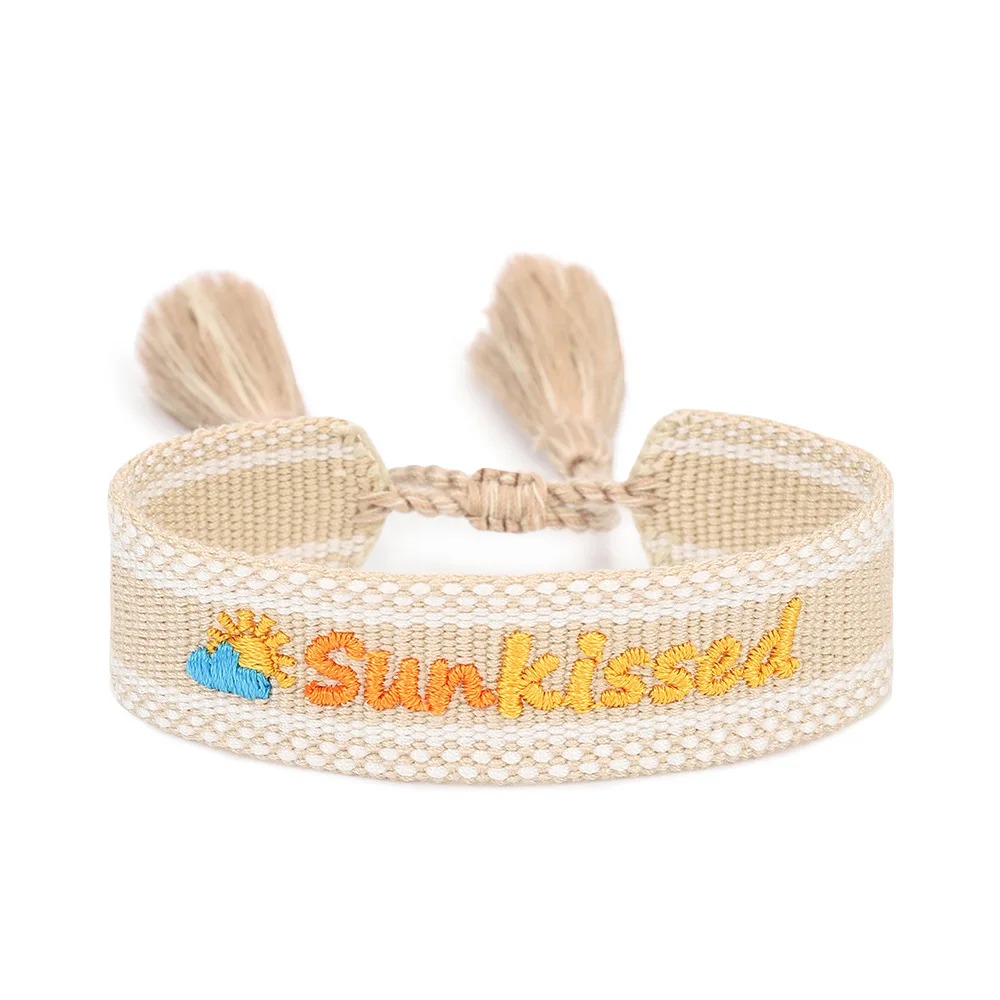 Tassel Bracelets Sun Sand Sea Beach Design Letter For Women Colorful Cotton Braided Wrist Band Handmade Embroidery Rope Bangles