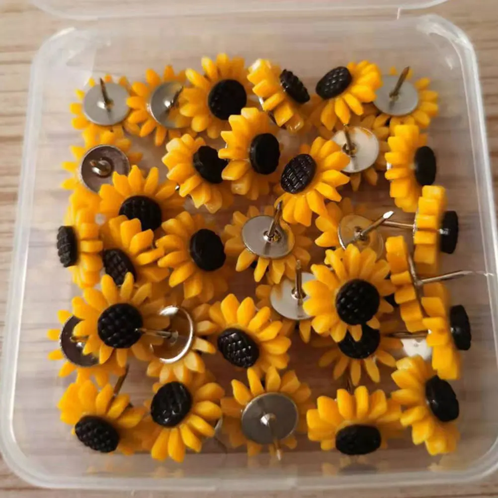 30Pcs 해바라기 지도 핀 장 엄지 못 가정용 푸시 핀 다기능 포스터 공급 DIY 액세서리 공예품