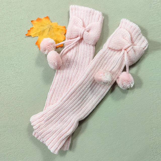 Popular Autumn Girls's Butterfly Knot Ball Sock Cover Knitted Wool Boot Cover Leg Guard Cover Winter Leg Warmers Women 2