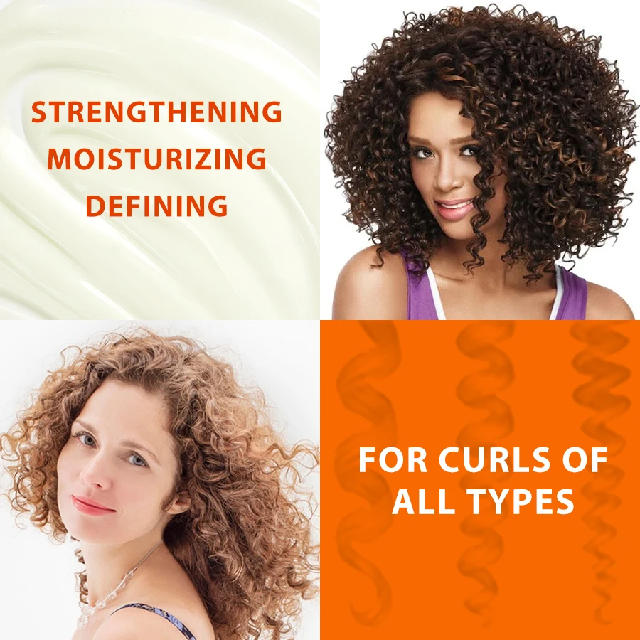 7oz Black Castor Oil Curling Cream with Curl Defining Brush Flyaways Control Smooth Styling Hair Care Moisturizing Conditioner