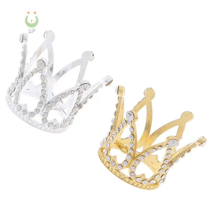 Mini Crown Princess Topper Crystal Pearl Tiara Children Hair Ornaments For Wedding Birthday Party Cake Topper