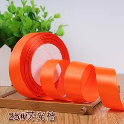Silk Satin Ribbon for Gift Wrapping and DIY Crafts - 2.5cm, 25 Yards (Fluorange orange)
