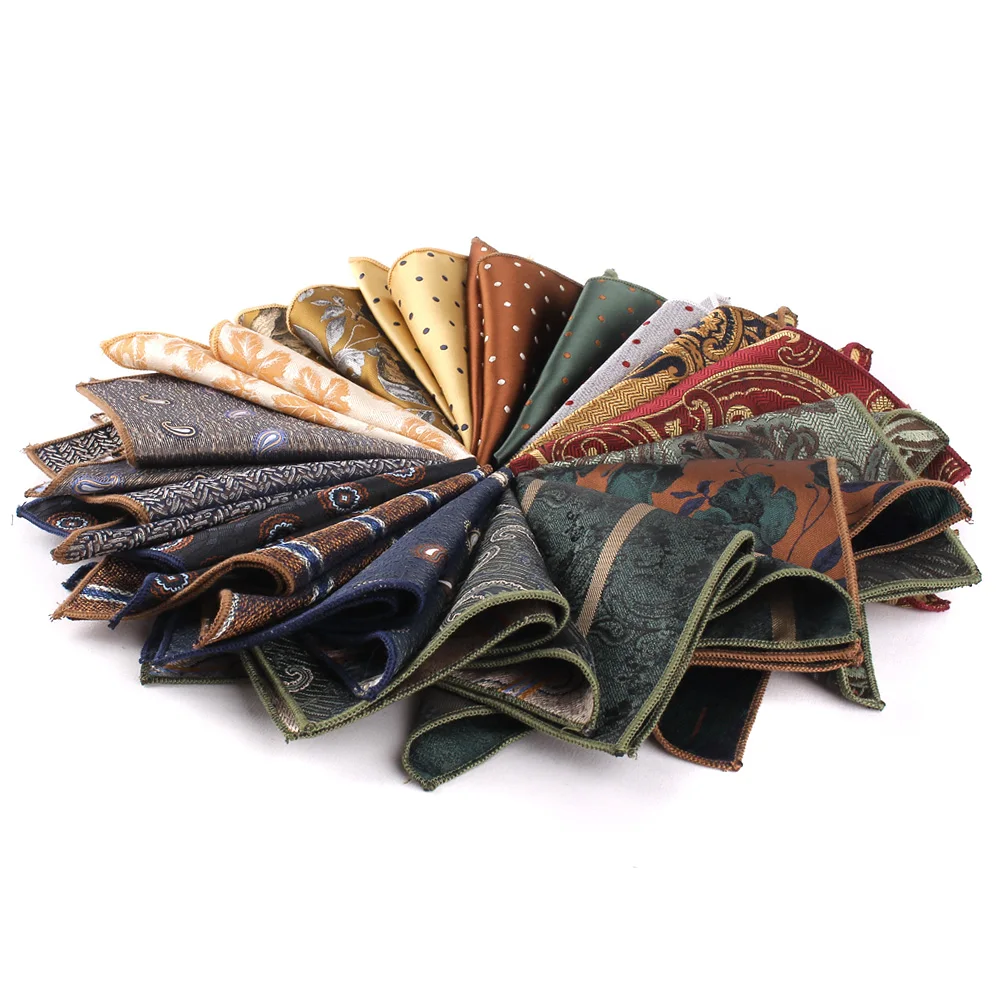 Men's Suit Pocket Towel Fashion Polyester Trend Accessories Retro Embroidery Pattern Small Square Towel Handkerchief pocket square,mini handkerchief
