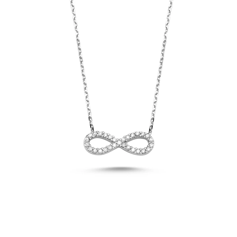 

Silver 925 Sterling Zircon Cubic Zirconia Infinity Necklace