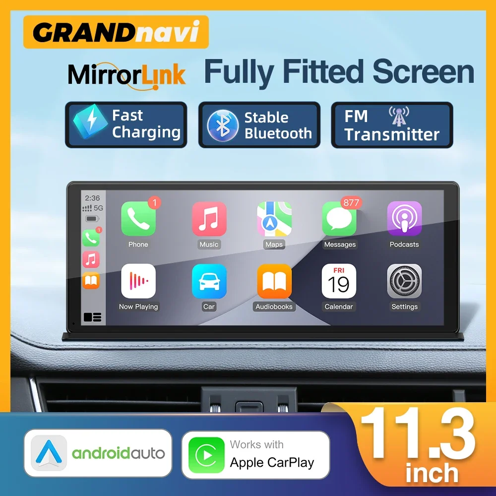 11,3 дюймовый автомобильный радиоприемник, беспроводной Carplay Android, Автомобильный мультимедийный видеоплеер Mirrorlink, сенсорный экран для автомобилей VW, Nissan, Toyota, Kia