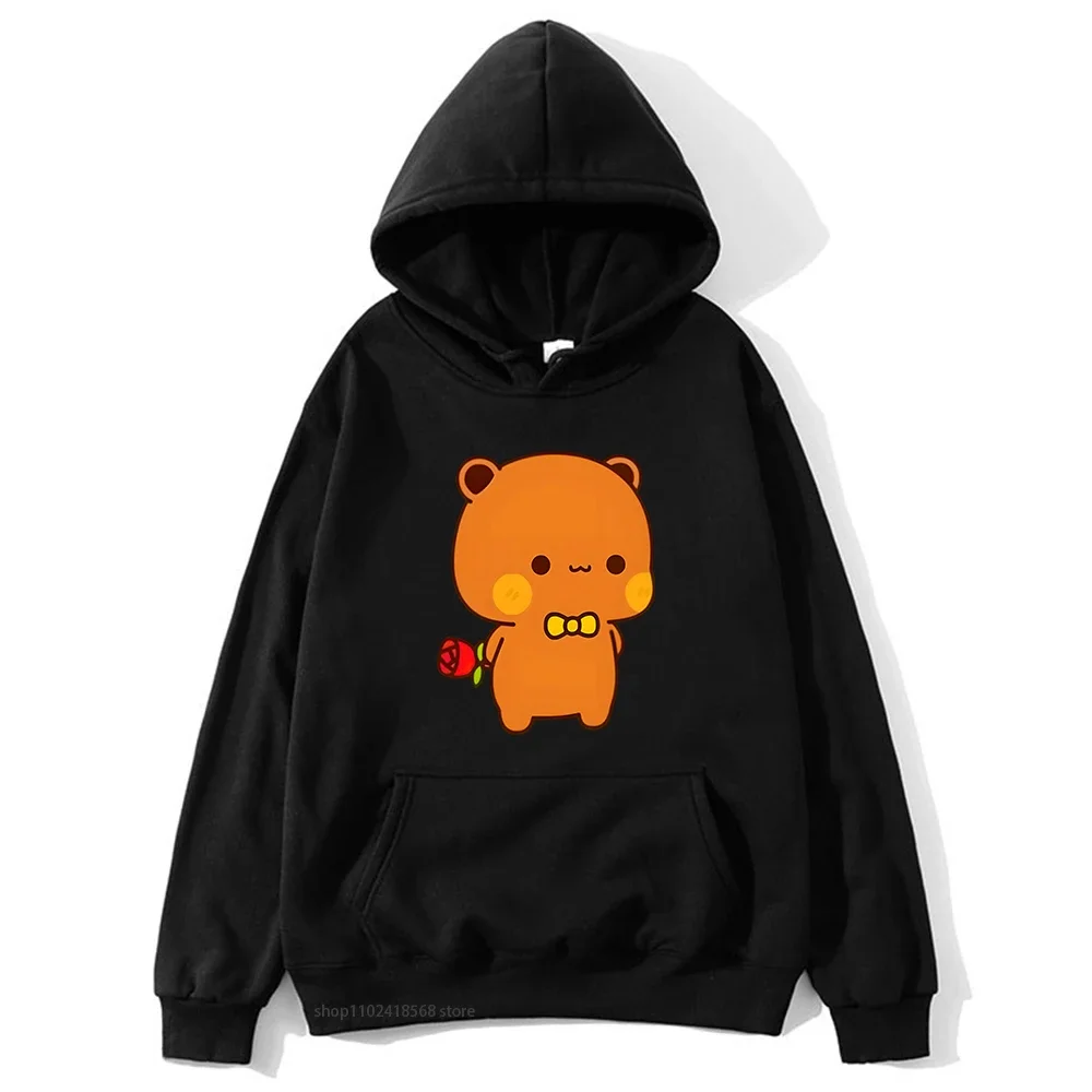 Panda and Brownie Bear Couple Hoodies Cute Kawaii Bubu and Dudu Graphic Sweatshirt Women Men's Clothes Kawaii Casual Korean Styl