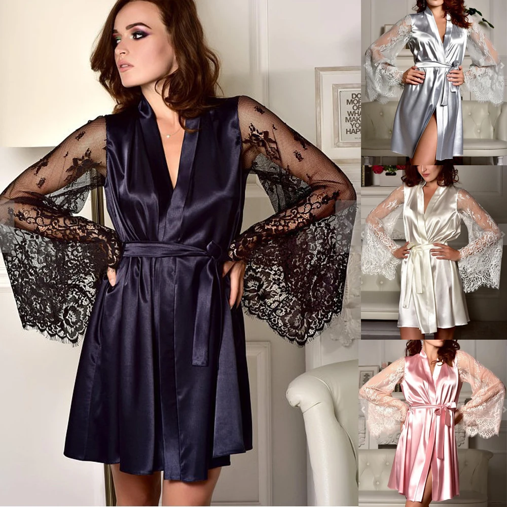 Women's Satin Wedding Kimono Bride Robe Sleepwear Bridesmaid Robes Pajamas Bathrobe Nightgown Spa Bridal Robes Dressing Gown