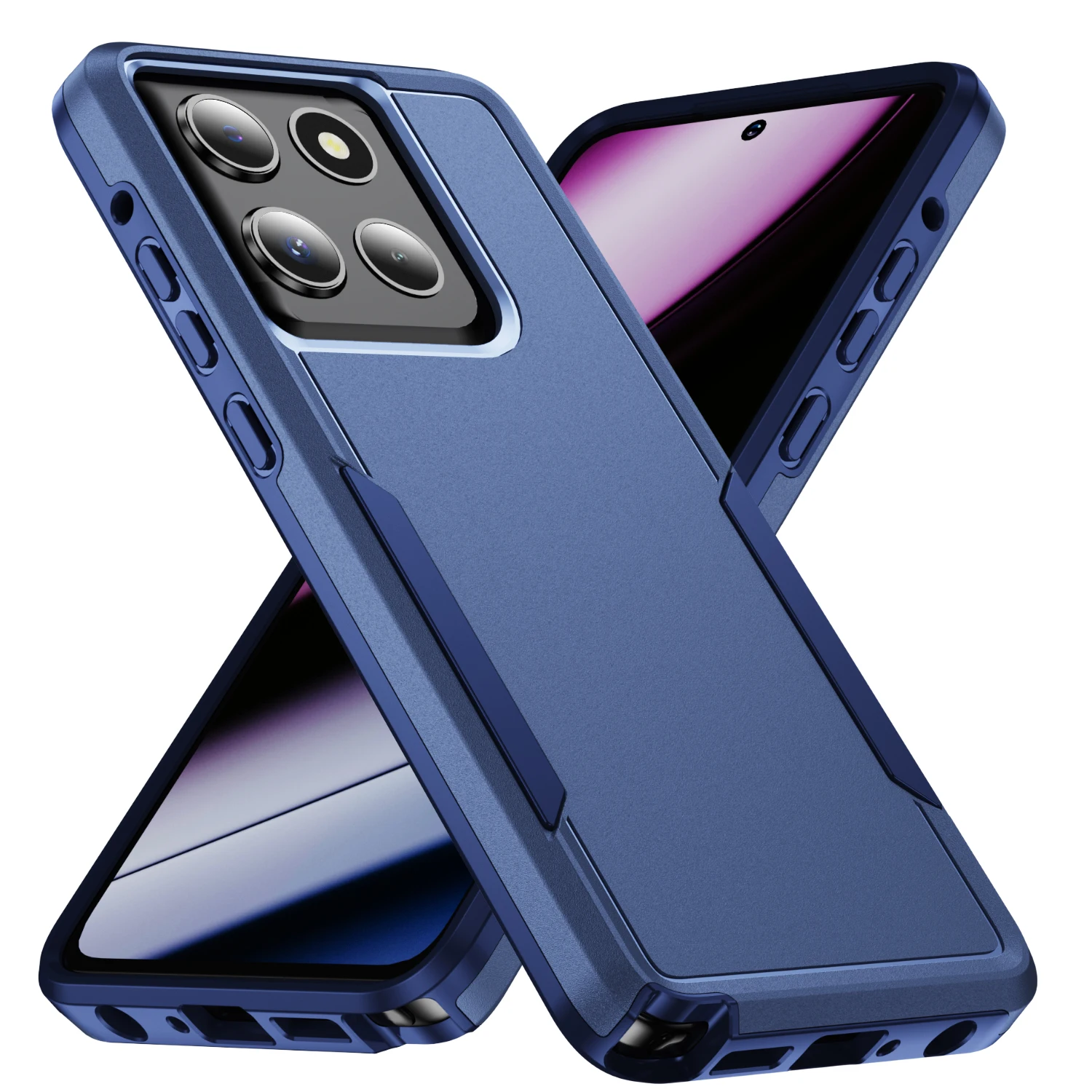 Rugged Armor Shockproof Phone Case with TPU Frame and Plastic Cover