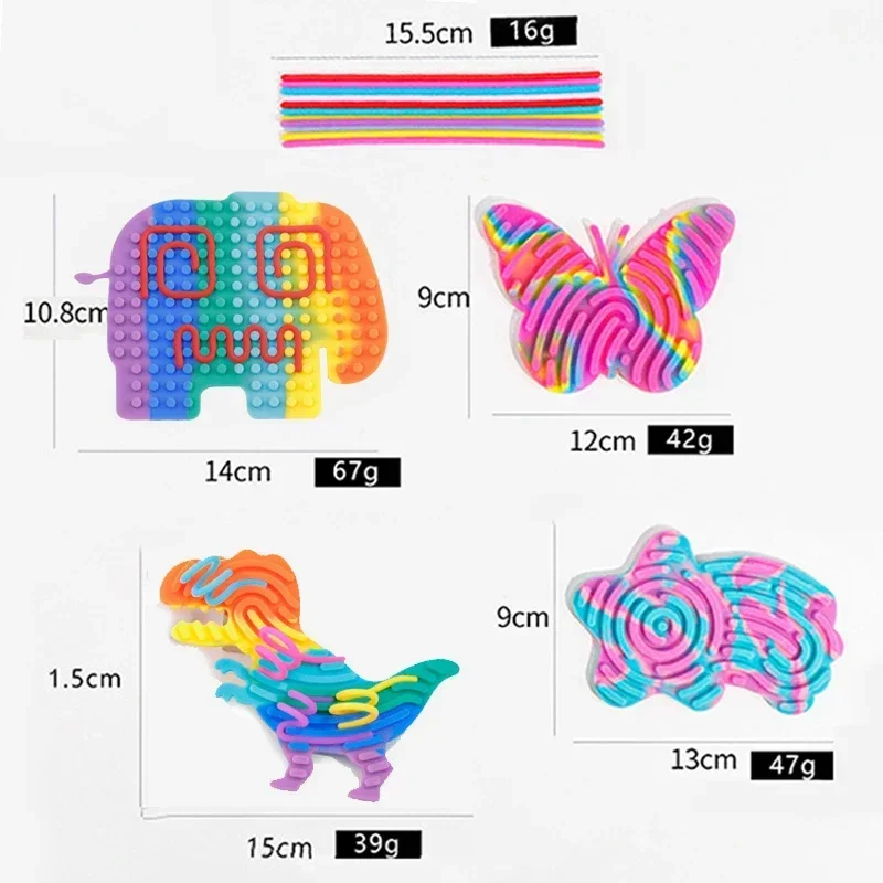 1Set Sensory Activity Board, Duble Sided Design Busy Board for Fine Motor Skill, Silicone Fidget Toy Adults for Travel 4