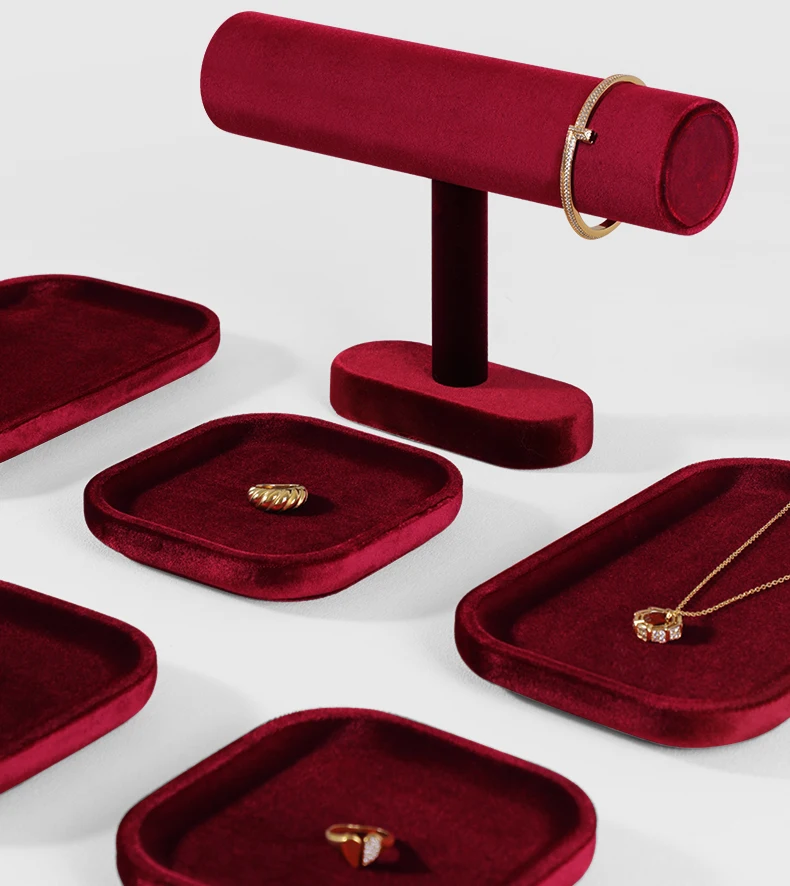 Yinbeini Velvet Bangle Bracelet Watch Display Stand T-shape Jewelry Display Stand Shop Window Showcase Props TB001