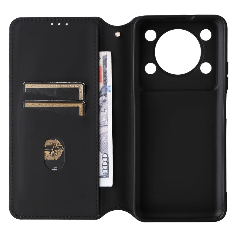 Shantime Custodia in Pelle Compatibile con Oukitel C2-EV 4G, Design Business Flip Magnetico, 3 Slot Carte, Porta Foto e Tasca Nascosta(Nero