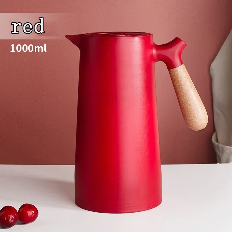 1L European Style Insulated Kettle with Wooden Handle - Large Capacity Hot Water Bottle